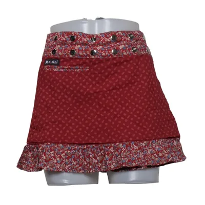 Jupe portefeuille (Rouge, Multicolore) de Moshiki