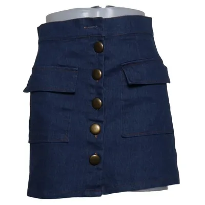 Denim skirt (Blue) from Unique Vintage Cotton, Elastane, Polyester