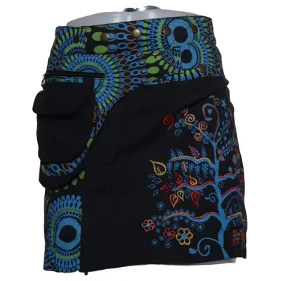 Jupe portefeuille (Noir, Multicolore) de Guru Coton