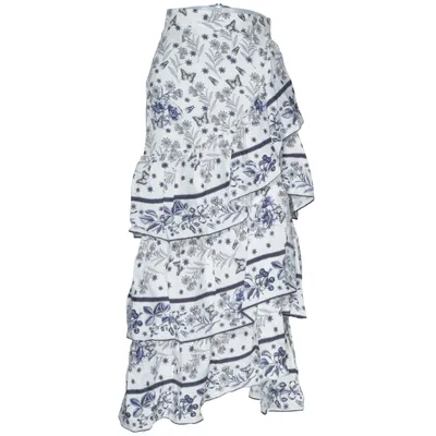 Jupe longue (Blanc, Bleu) de Sandro Viscose