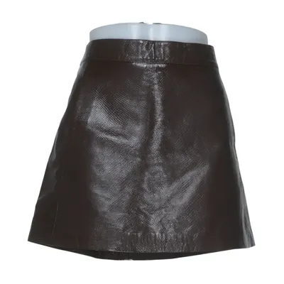 Jupe (Marron) de Ganni Coton, Cuir, Polyester