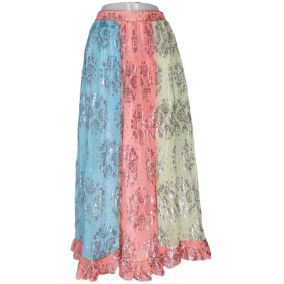Jupe longue (Rose, Vert, Multicolore) de Manoush Coton, Fibre métallique, Polyester, Soie