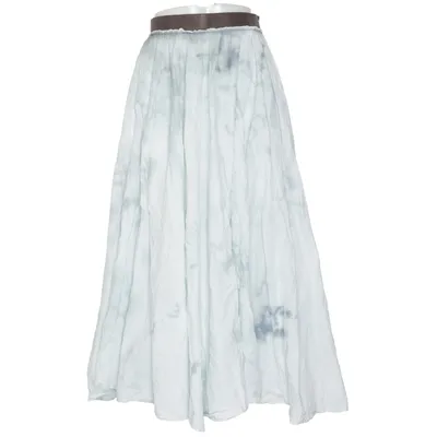 Maxi skirt (Blue) from Massimo Dutti Cotton, Leather