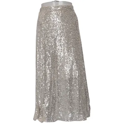 Långkjol (Beige, Silverfärgad) från H&M Elastan, Polyester