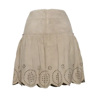 Skirt (Beige) from Caroll Polyester, Suede