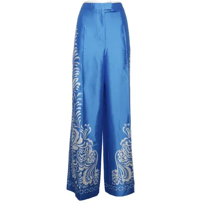 Palazzobyxor (Blå, Vit) från Zara Polyester