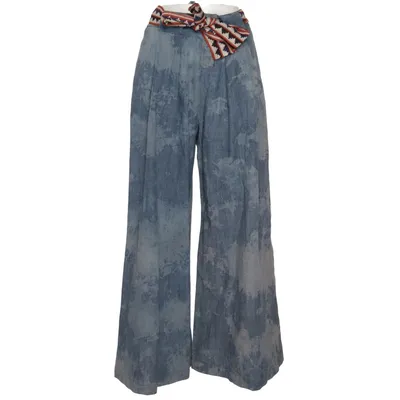 Palazzobyxor (Blå, Vit) från Momoni Bomull, Linne