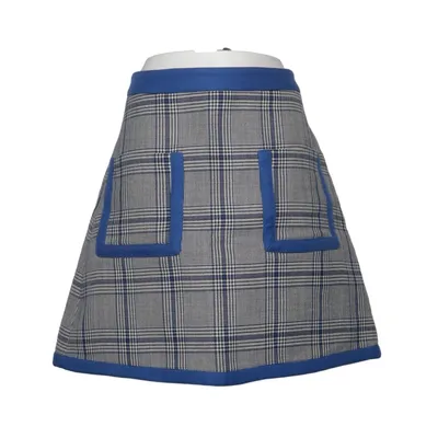 Skirt (Blue, Gray, White) from René Lezard Cotton, Polyester, Wool
