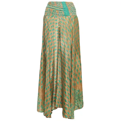 Maxi rok (Groen, Bruin) van Delicious Katoen, Viscose