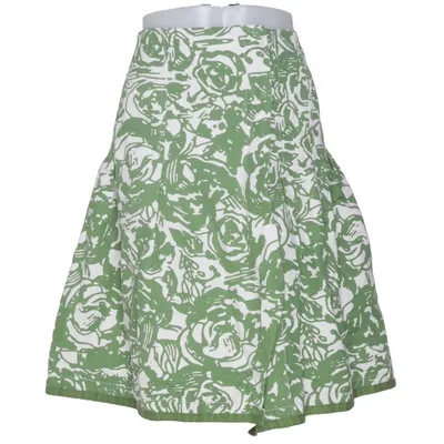 Skirt (Green, White) from Turnover Cotton, Linen