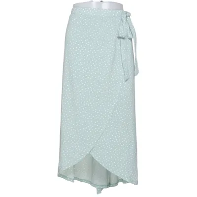 Slå om-nederdel (Grøn, Hvid) fra Happy Holly Elastan, Polyester