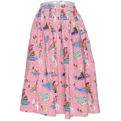 Nederdel (Pink, Flerfarvet) fra Pinup Couture Bomuld, Elastan