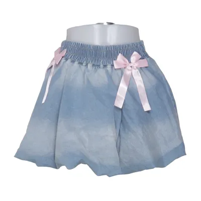 Denim skirt (Blue, Pink) from Romwe Cotton, Elastane, Polyester, Viscose