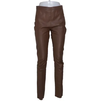 Leren broek (Bruin) van Benedikte Utzon Elastaan, Leer