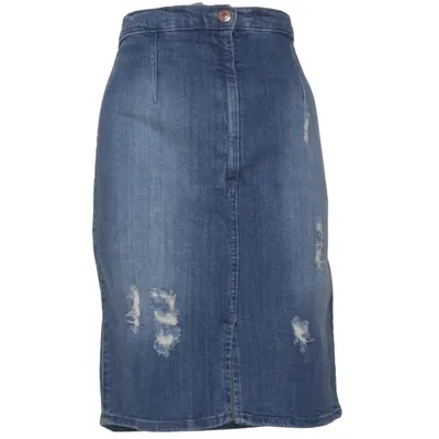 Jupe en jean (Bleu) de Denim by Lindex Coton, Élasthane