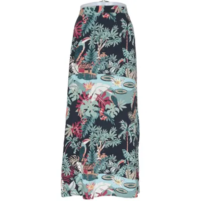 Maxi nederdel (Sort, Grøn, Flerfarvet) fra Tom Tailor Denim Viscose