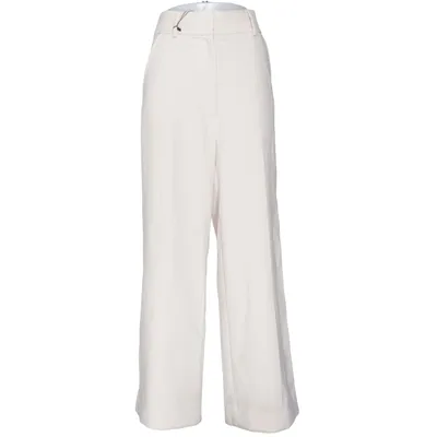 Palazzo broek (Beige) van Second Female Elastaan, Polyester, Viscose