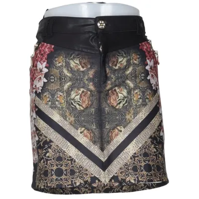 Jupe (Noir, Multicolore) de Stefano Élasthane, Polyester, Viscose