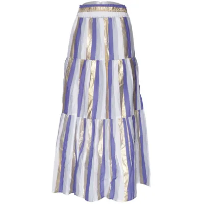 Jupe longue (Bleu, Blanc, Or) de No Name Coton