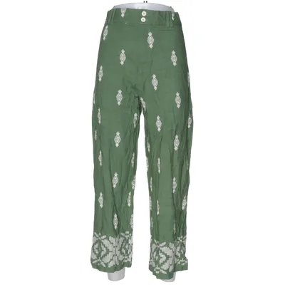 Pants (Green, White) from Zara Linen, Polyester, Viscose