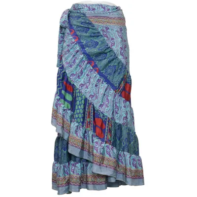 Jupe portefeuille (Bleu, Violet, Multicolore) de S.N.Moda Soie, Viscose