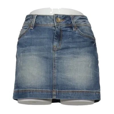 Denim skirt (Blue) from QS by S.Oliver Cotton, Elastane