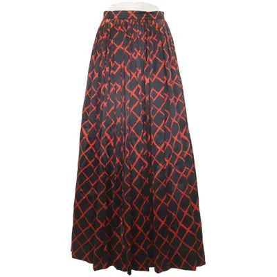 Maxirock (Schwarz, Rot) von Escada Couture Baumwolle, Seide