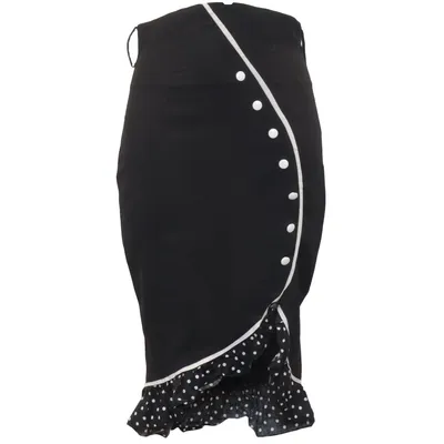 Jupe (Noir, Blanc) de Chicstar Coton, Élasthane, Polyester, Viscose