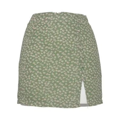 Skirt (Green, White) from Outfitbook Cotton, Polyester