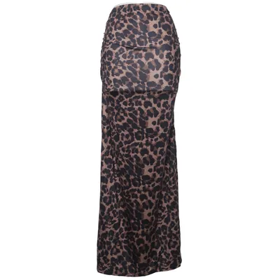 Maxi skirt (Brown, Black) from Shein Curve Elastane, Polyester