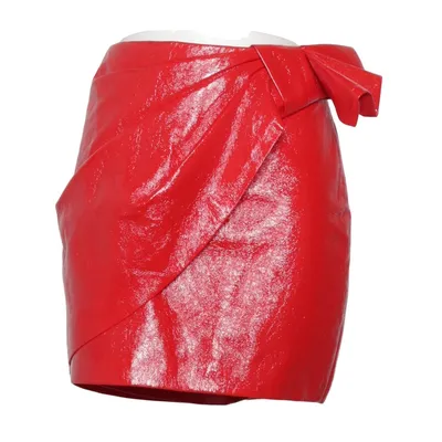 Skirt (Red) from Daphnea Faux leather