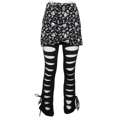 Leggings (Zwart, Wit) van Gothicana by EMP Katoen, Elastaan, Viscose