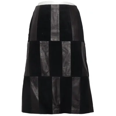 Lædernederdel (Sort, Grå) fra DKNY Læder, Polyester