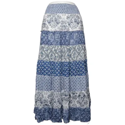 Maxi skirt (Blue, White) from Himalaya Cotton, Viscose
