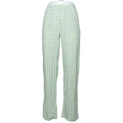 Pants (Green, White) from Bershka Linen, Viscose