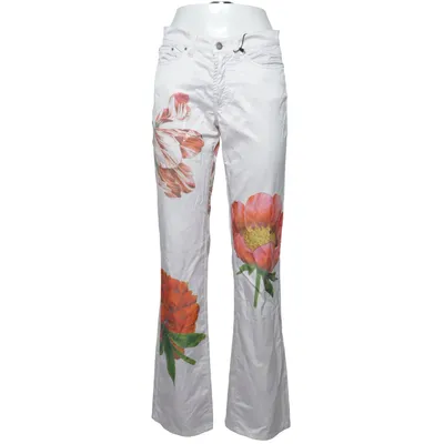 Jeans (White, Multicolored) from Gianfranco Ferré Cotton, Elastane, Polyester, Viscose