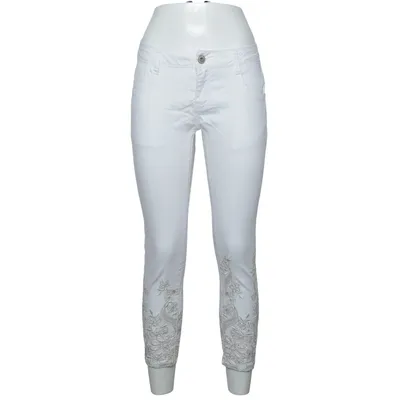 Jeans (Hvid) fra Mozzaar Bomuld, Elastan
