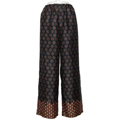 Palazzo pants (Black, Multicolored) from Mango