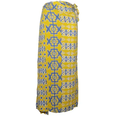 Jupe portefeuille (Jaune, Bleu, Blanc) de Antik Batik Coton