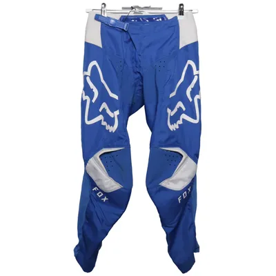 Motorcycle pants (Blue, White, Silver) from Fox Elastane, Leather, Polyamide, Polyester