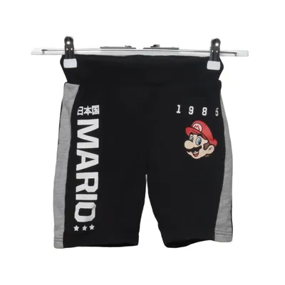 Short de jogging (Noir, Gris) de Super Mario Coton, Polyester