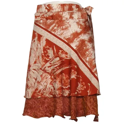 Jupe portefeuille (Marron, Blanc, Multicolore) de S.N.Moda Soie, Viscose