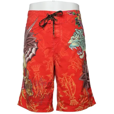 Badshorts (Röd, Flerfärgad) från Christian Audigier Polyester