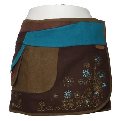 Jupe portefeuille (Marron, Bleu, Vert) de Moshiki Polyester, Laine