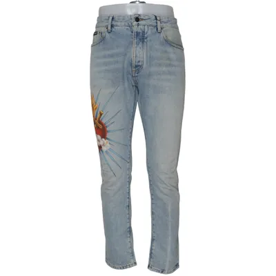 Jeans (Blå, Flerfärgad) från Palm Angels Bomull, Skinn, Polyester