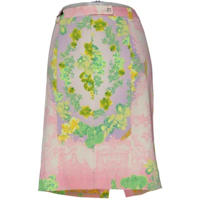 Skirt (Pink, Green, Yellow) from Versace Elastane, Polyamide, Silk