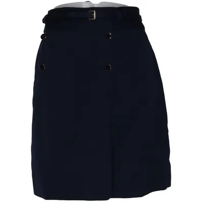 Skirt (Blue) from Alexander McQueen Leather, Metallic fiber, Wool