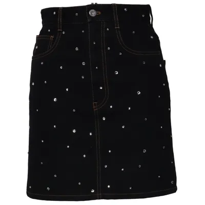 Denim skirt (Black) from Miu Miu Cotton, Leather, Polyester
