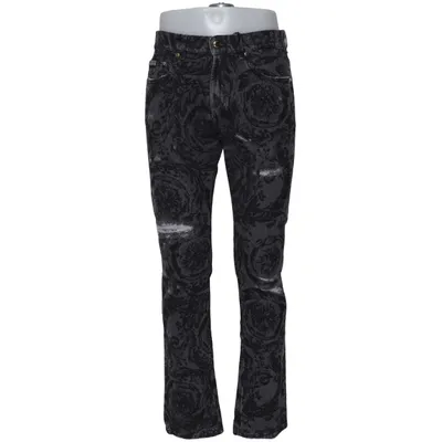 Spijkerbroek (Zwart, Grijs) van Versace Jeans Couture Katoen, Leer, Polyester