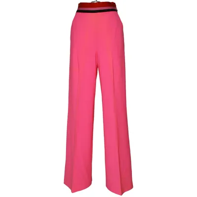 Pantalon patte d'éléphant (Rose) de MSGM Élasthane, Polyester, Laine